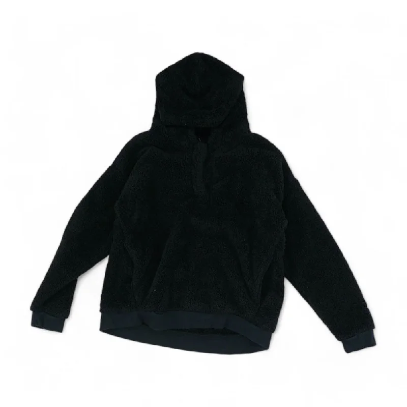 Black Solid Hoodie Hoodie with Elastic Waist Stretchable Comfortable