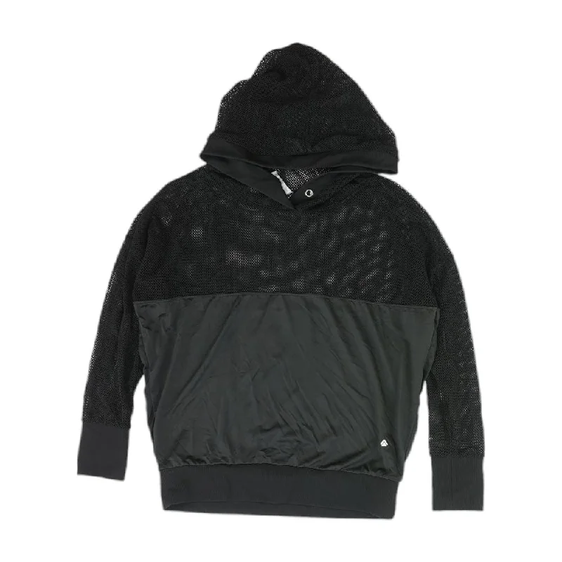 Black Solid Hoodie Hoodie with Pattern Geometric Abstract