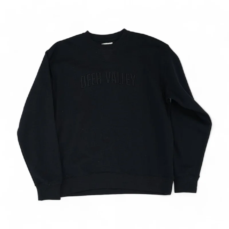Black Solid Sweatshirt Hoodie with Ribbed Cuffs Snug Fit Comfort