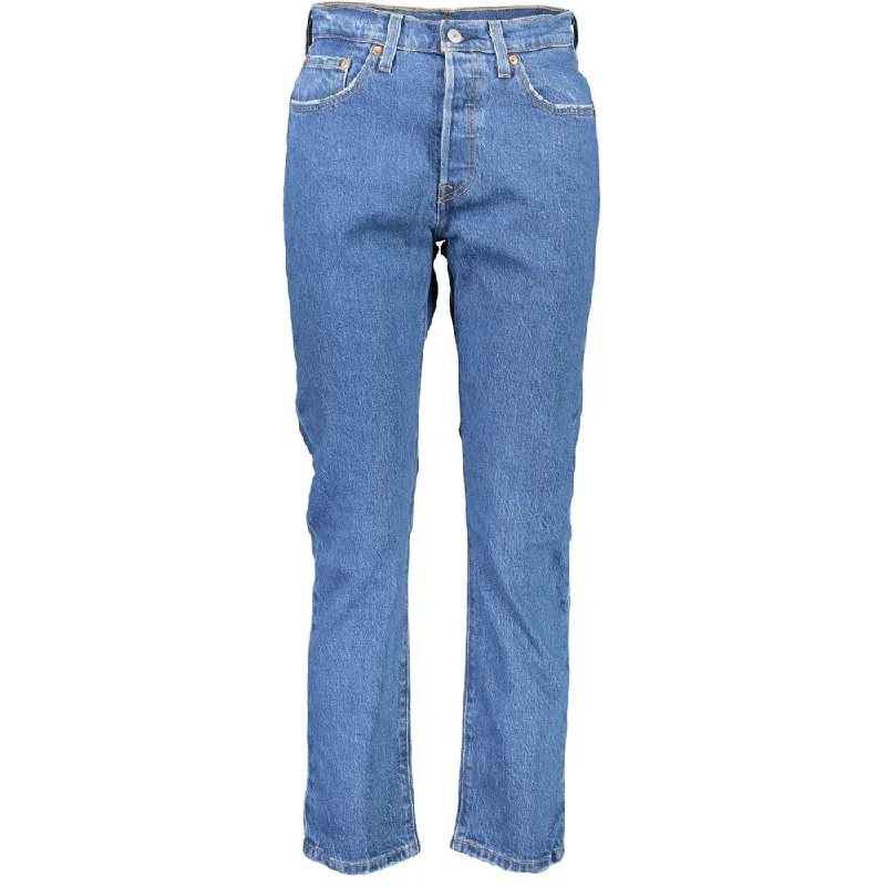 Blue Cotton Jeans & Pant Elegant Raw Hem Jeans