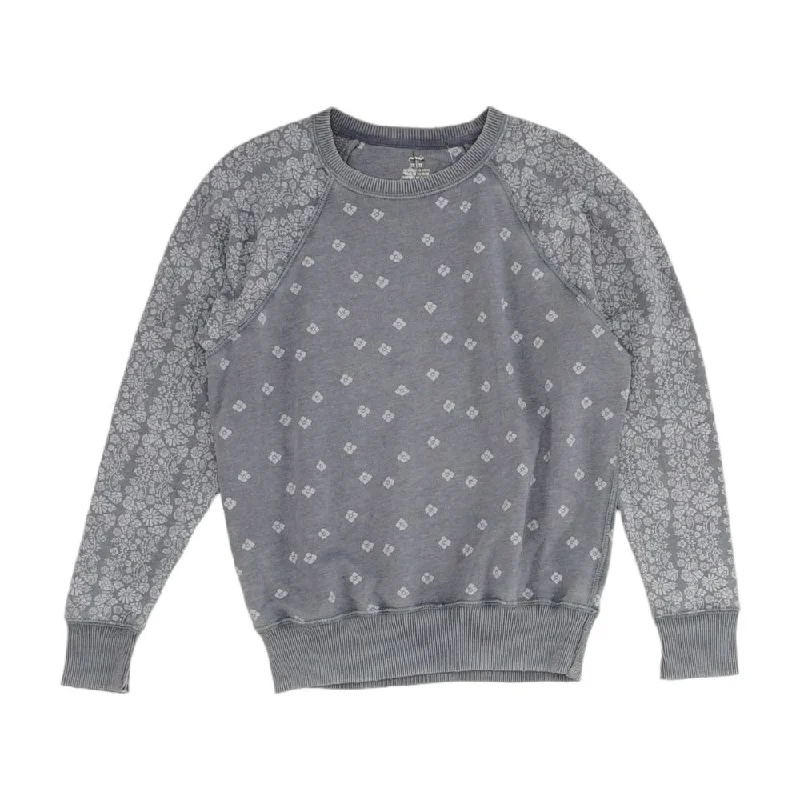 Blue Floral Sweatshirt Hoodie with Mesh Breathable Sporty