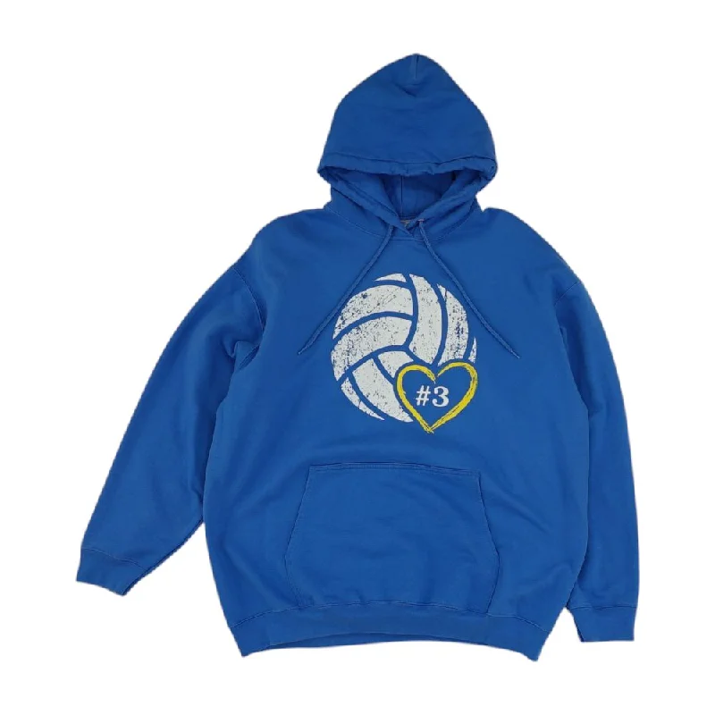 Blue Graphic Hoodie Hoodie with Lining Warm Insulated