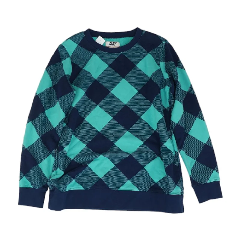 Blue Plaid Sweatshirt Hoodie with Tie-Dye Psychedelic Retro