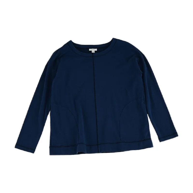 Blue Solid Sweatshirt Hoodie with Elastic Cuffs Stretchable Comfortable