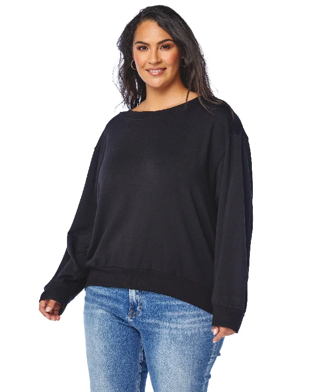 Plus Size Brooksville One Shoulder Sweatshirt Hoodie with Stripes Bold Sporty