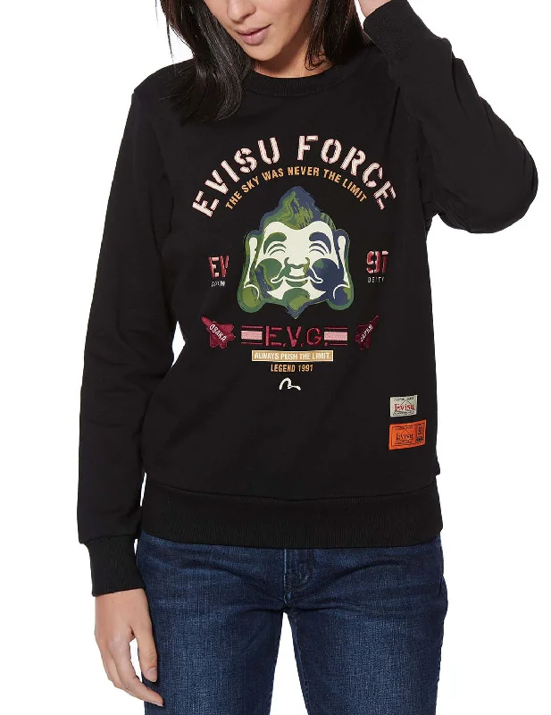 Brushstroke Godhead Print Sweatshirt Hoodie with Pocket Utility Practical