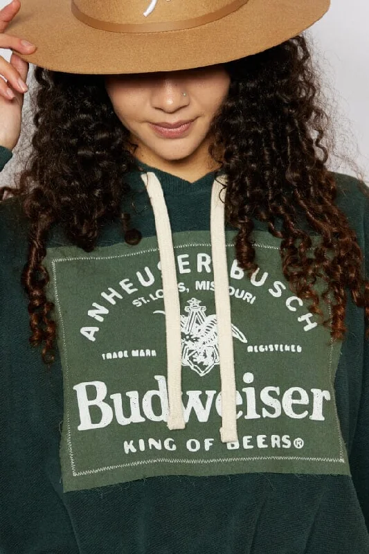 Budweiser King of Beers Hoodie Hoodie with Toggle Buttons Decorative Unique