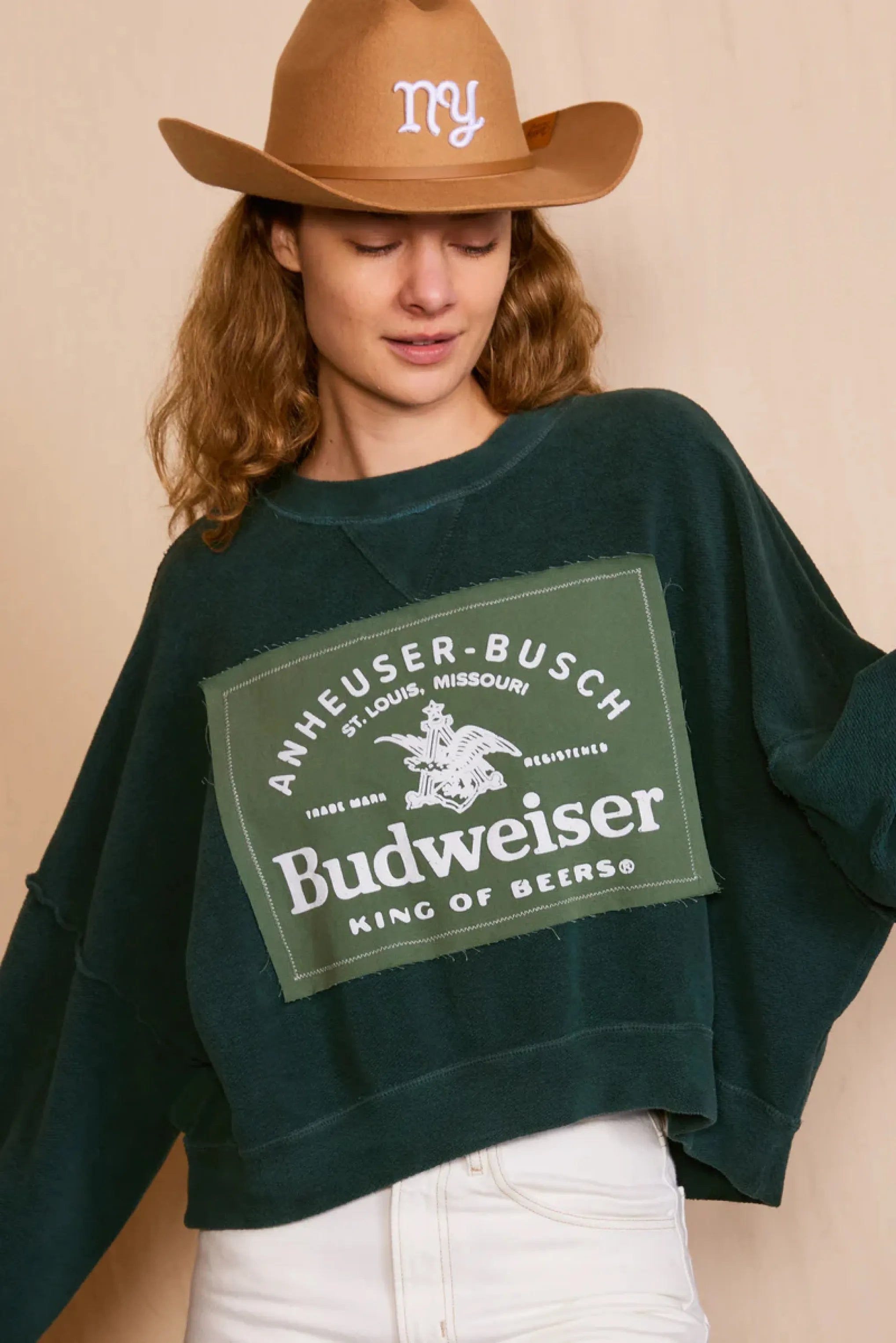 Budweiser King of Beers Oversized Sweatshirt Hoodie with Turtle Neck Cozy Winter