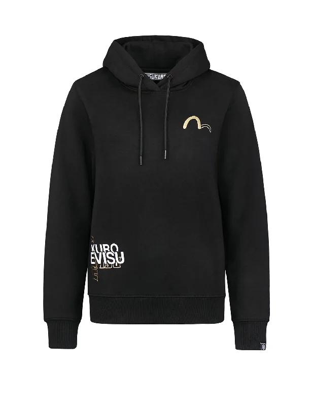 Calligraphy and Logo Print Hoodie Hoodie with Longline Fit Extended Stylish