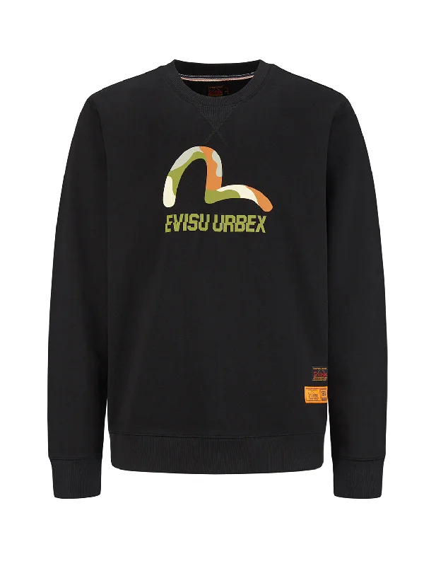 Camouflage Seagull Printed Sweatshirt Hoodie with Embroidery Detailed Premium