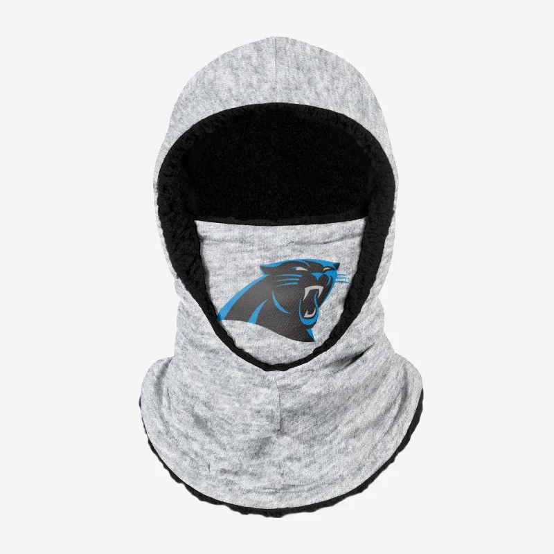 Carolina Panthers Heather Grey Big Logo Hooded Gaiter Hoodie with Exposed Zipper Edgy Industrial Carolina Panthers Heather Grey Big Logo Hooded Gaiter Hoodie with Exposed Zipper Edgy Industrial