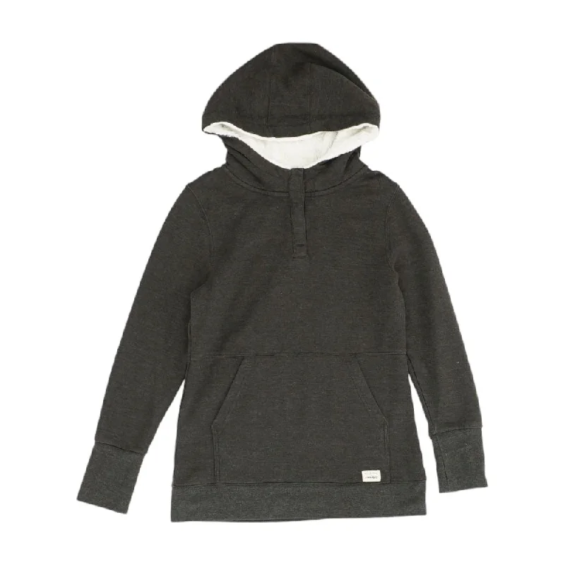 Charcoal Solid Hoodie Hoodie with Hem Applique Textured Unique