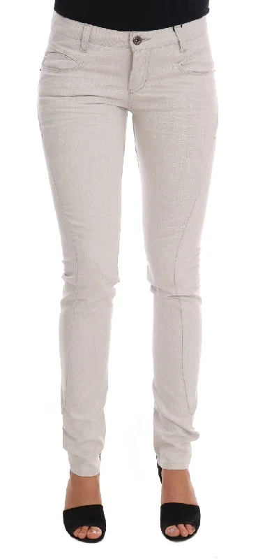Costume National Chic White Slim-Fit Stretch Jeans Elegant Bootcut Fit Jeans