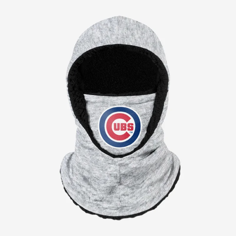 Chicago Cubs Heather Grey Big Logo Hooded Gaiter Hoodie with Set-In Sleeves Structured Classic Chicago Cubs Heather Grey Big Logo Hooded Gaiter Hoodie with Set-In Sleeves Structured Classic