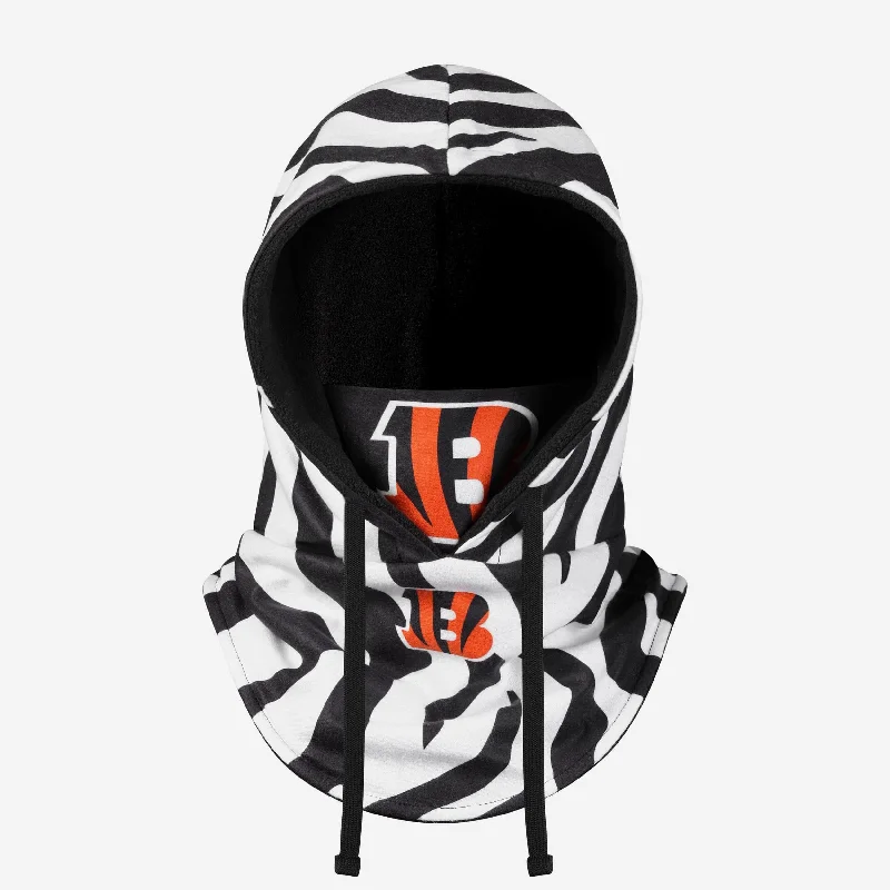 Cincinnati Bengals White Drawstring Hooded Gaiter Hoodie with Oversized Fit Loose Comfortable Cincinnati Bengals White Drawstring Hooded Gaiter Hoodie with Oversized Fit Loose Comfortable