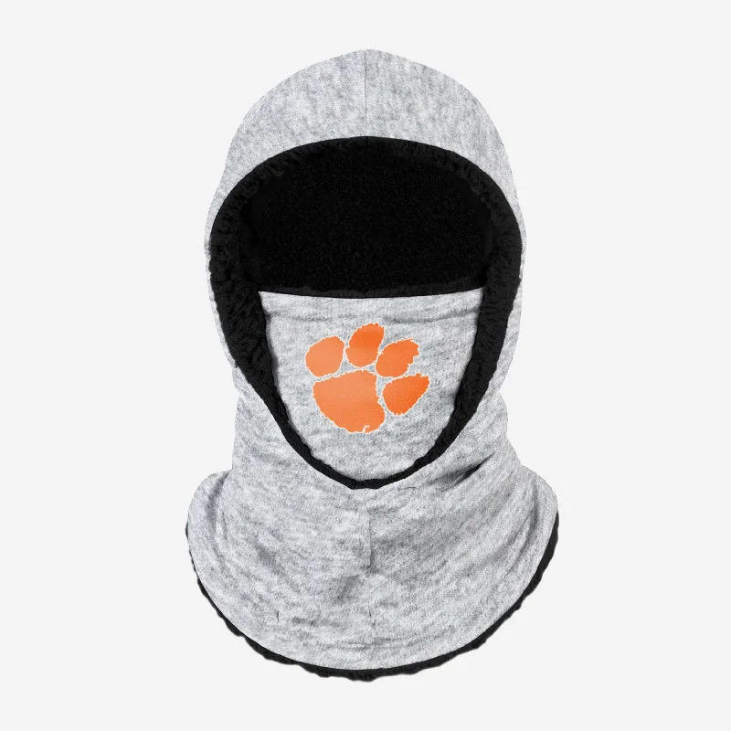 Clemson Tigers Heather Grey Big Logo Hooded Gaiter Hoodie with Hem Lace Feminine Delicate Clemson Tigers Heather Grey Big Logo Hooded Gaiter Hoodie with Hem Lace Feminine Delicate