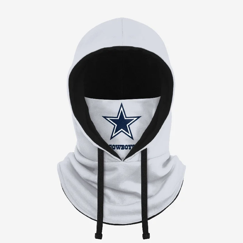 Dallas Cowboys White Drawstring Hooded Gaiter Hoodie with Hem Applique Textured Unique Dallas Cowboys White Drawstring Hooded Gaiter Hoodie with Hem Applique Textured Unique