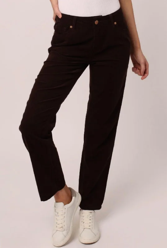 Dark Oak Blair Jean In Burgundy Comfortable Mid-Rise Jeans