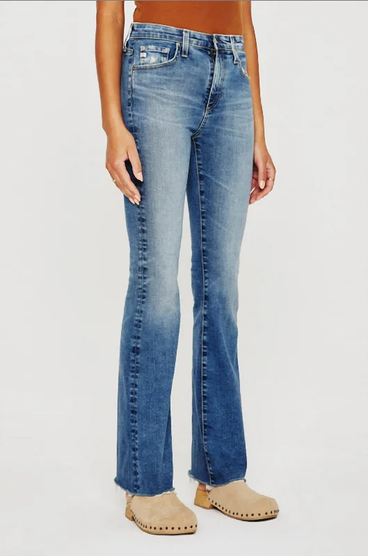 Denim Farrah Boot Jeans In Medium Indigo Wash Casual Wide-Legged Denim Jeans