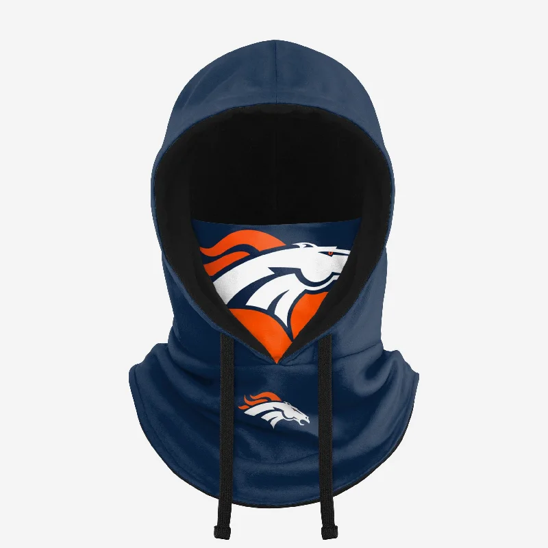 Denver Broncos Drawstring Hooded Gaiter Hoodie with Belted Waist Structured Tailored Denver Broncos Drawstring Hooded Gaiter Hoodie with Belted Waist Structured Tailored