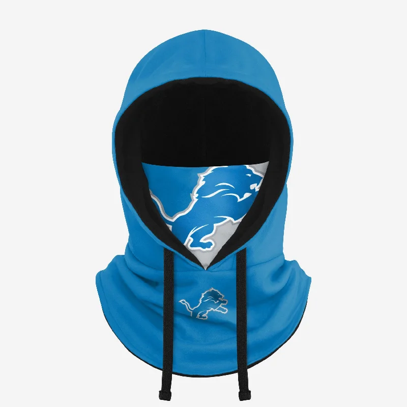 Detroit Lions Drawstring Hooded Gaiter Hoodie with Hem Fringe Bohemian Relaxed
