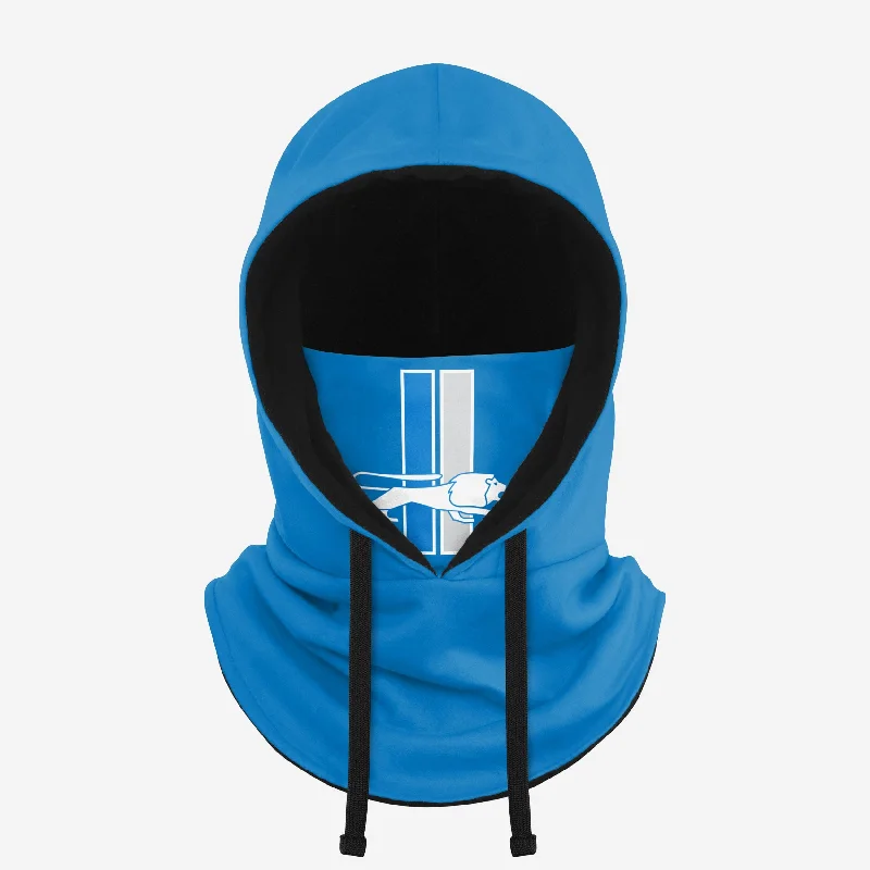 Detroit Lions Retro Drawstring Hooded Gaiter Hoodie with Drawcord Adjustable Secure