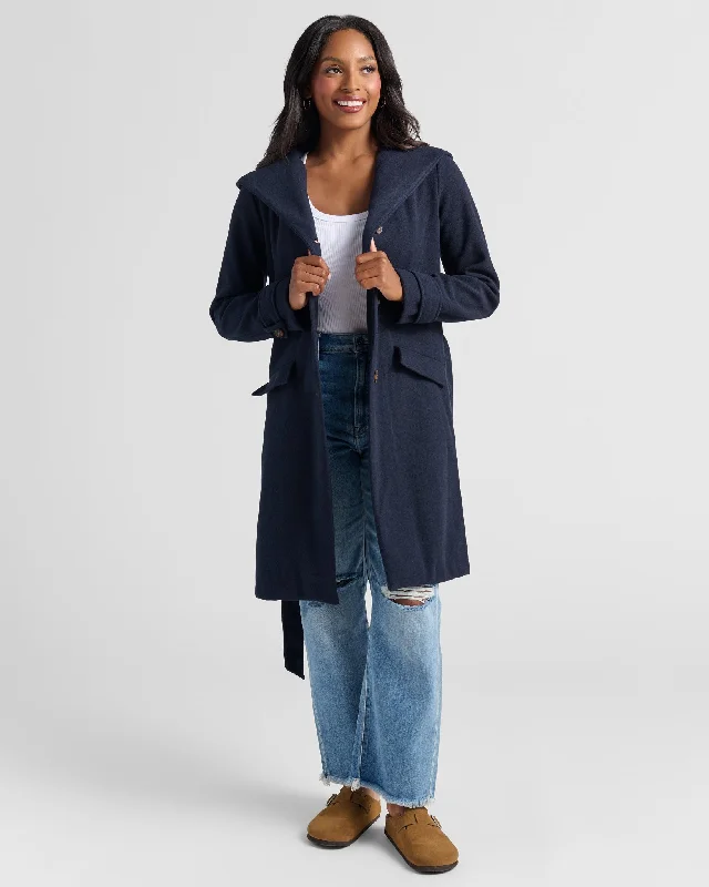 Long Hooded Coat Hoodie with Elastic Cuffs Stretchable Comfortable