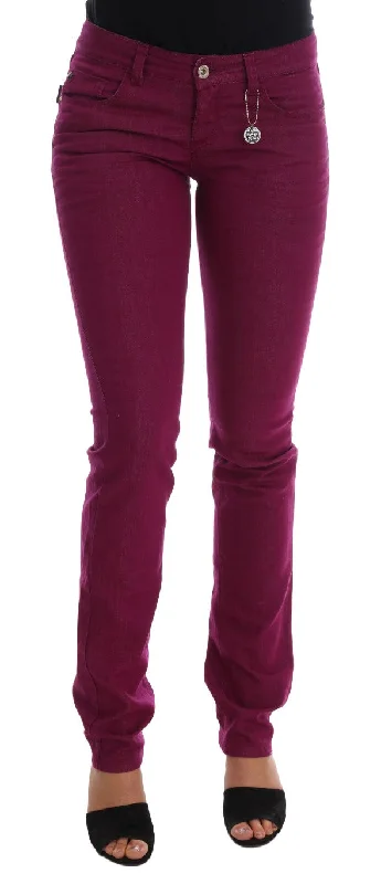 Costume National Elegant Purple Super Slim Jeans Stylish High-Rise Mom Jeans
