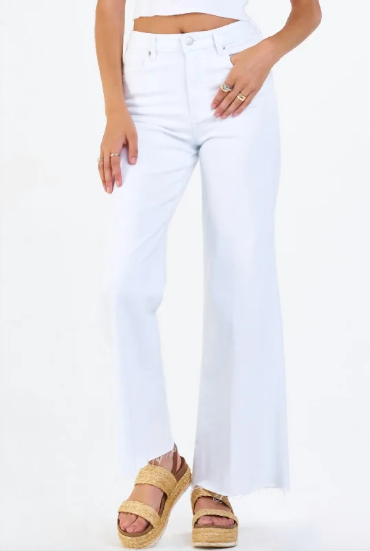 Fiona Optic White Wide Leg Jean Comfortable Stretch Denim Jeans
