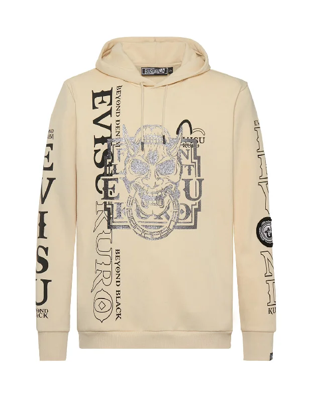 Glittery Hannya Skull Hoodie with Kamon Badge Hoodie with Drawcord Adjustable Secure Glittery Hannya Skull Hoodie with Kamon Badge Hoodie with Drawcord Adjustable Secure