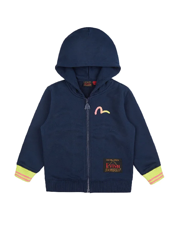 Godhead and Seagull Print Zip-up Hoodie Hoodie with Exposed Zipper Edgy Industrial