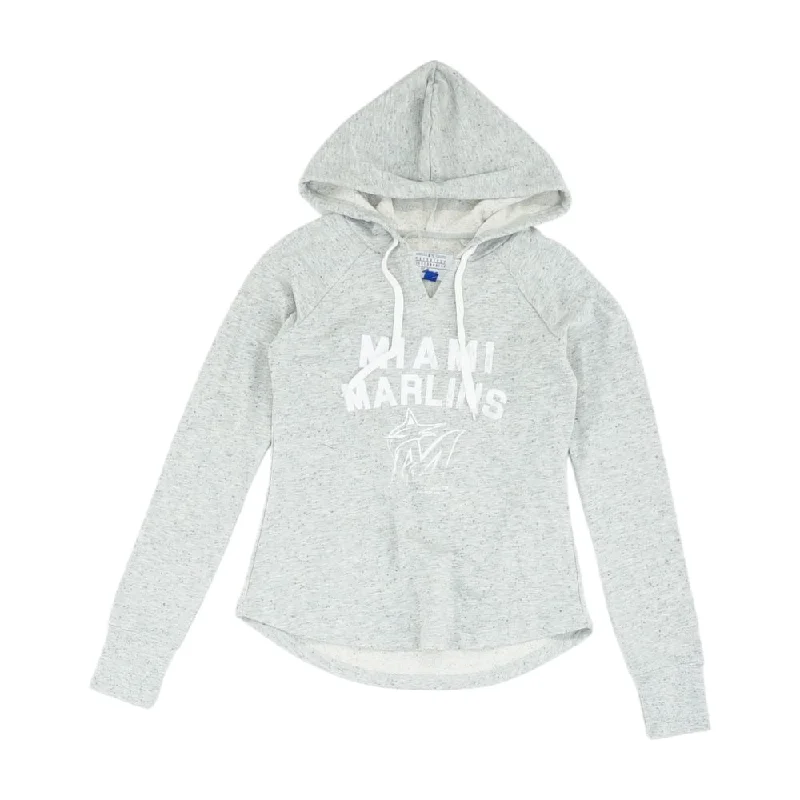 Gray Misc Miami Marlins Hoodie Hoodie with Front Slit Layering Stylish