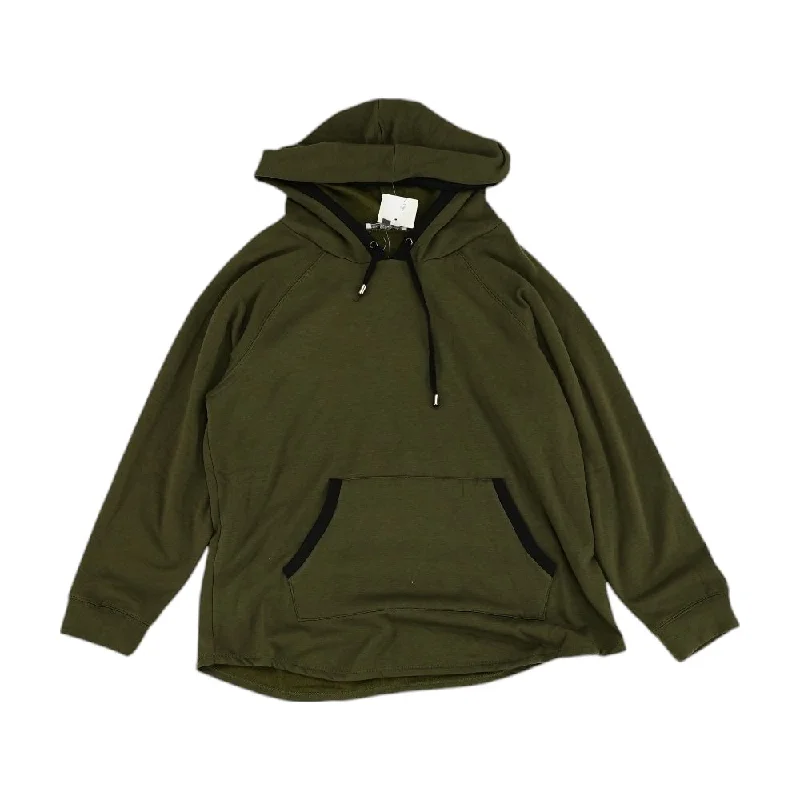 Green Solid Hoodie Hoodie with Metallic Shiny Futuristic