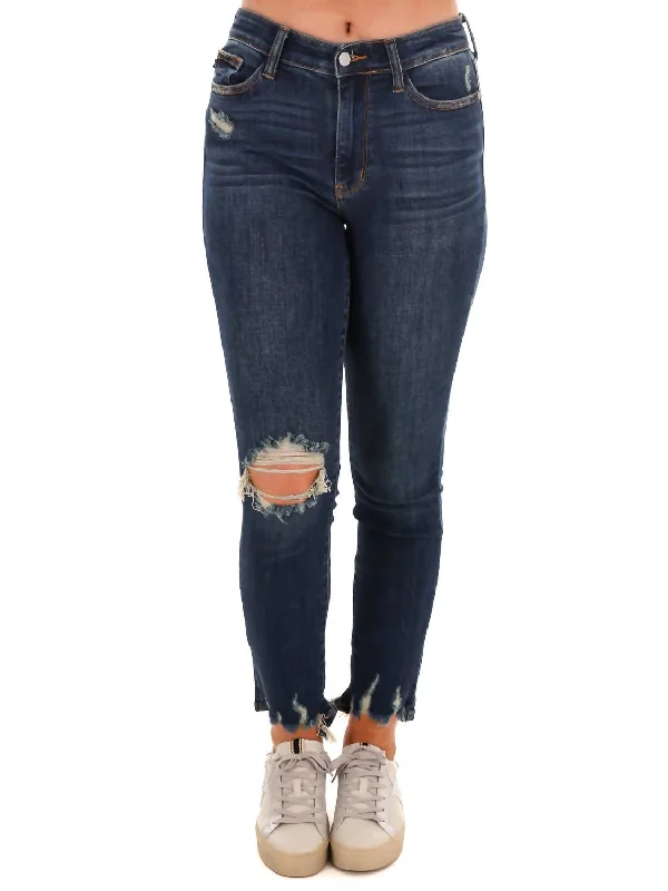 Here To Stay Relaxed Ankle Jean In Dark Wash Casual Loose Fit Jeans