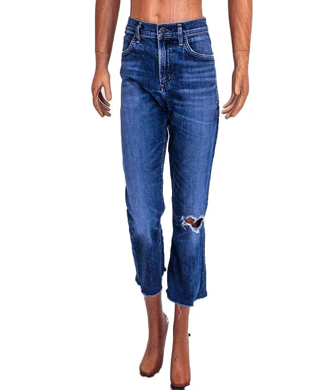 High-Waisted Cropped Flared Jeans Comfortable Faded High-Rise Jeans
