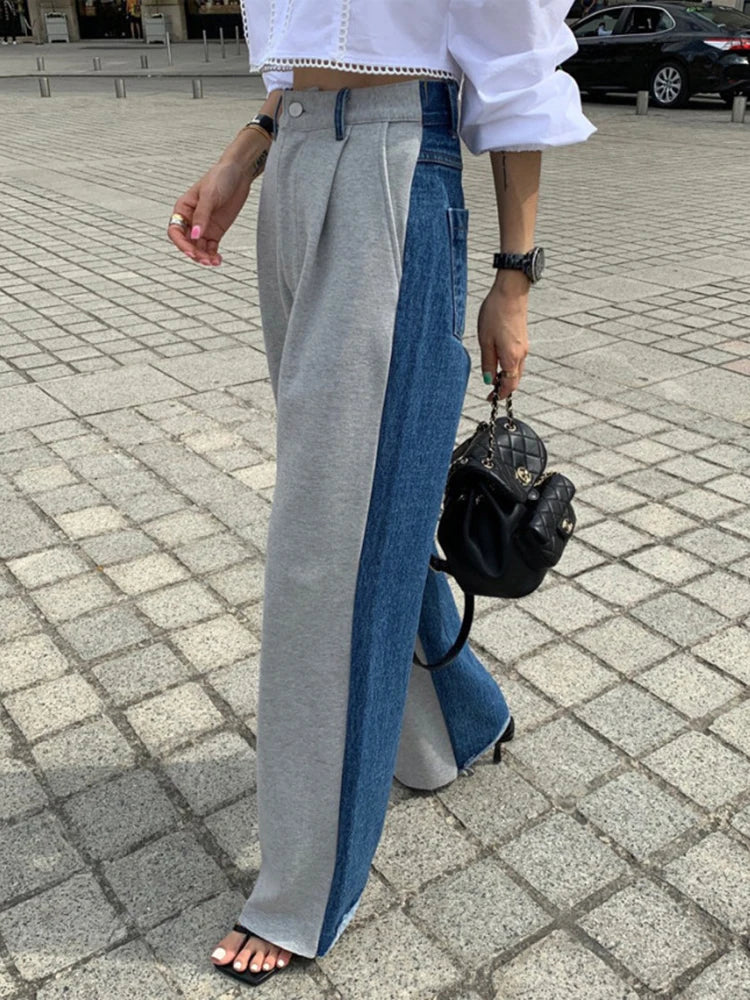 Hit Color Jeans Women High Waist Gradient Color Blue Denim Pants Female Streetwear Comfortable Ankle Jeans Hit Color Jeans Women High Waist Gradient Color Blue Denim Pants Female Streetwear Comfortable Ankle Jeans