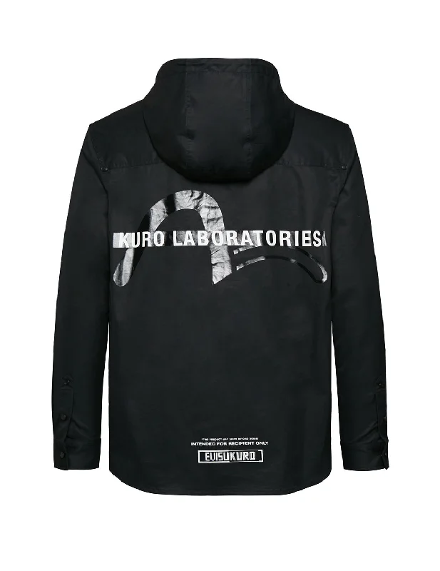 Hooded Shirt with PU Seagull Print Hoodie with Logo Branding Identity