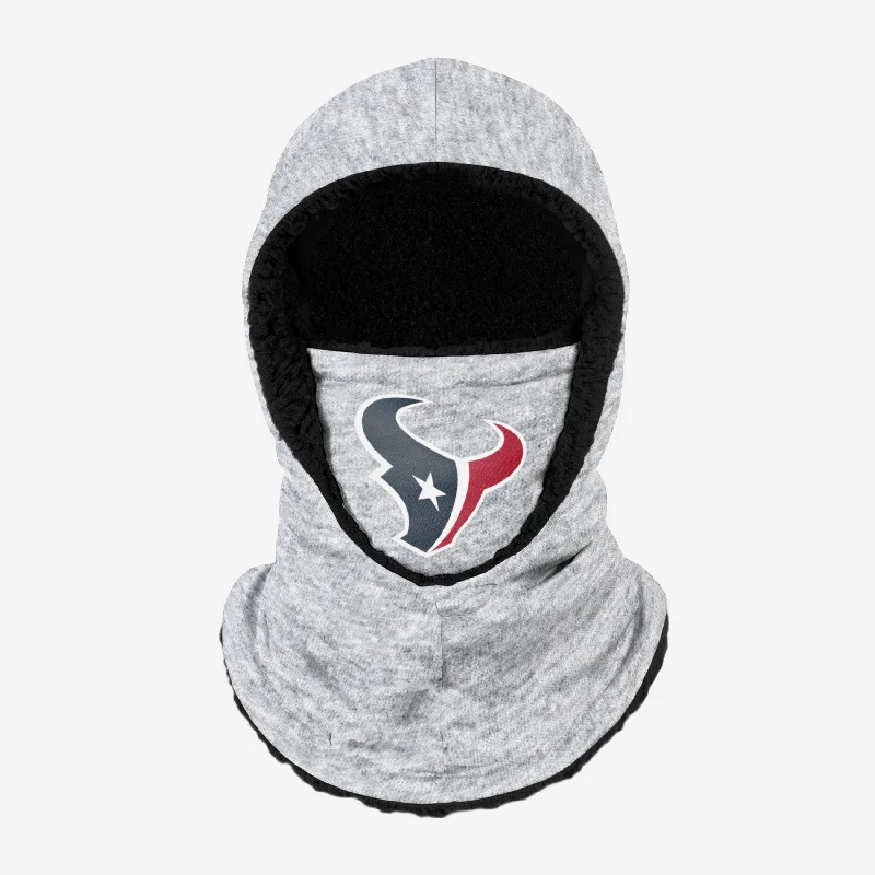 Houston Texans Heather Grey Big Logo Hooded Gaiter Hoodie with Elastic Cuffs Stretchable Comfortable Houston Texans Heather Grey Big Logo Hooded Gaiter Hoodie with Elastic Cuffs Stretchable Comfortable
