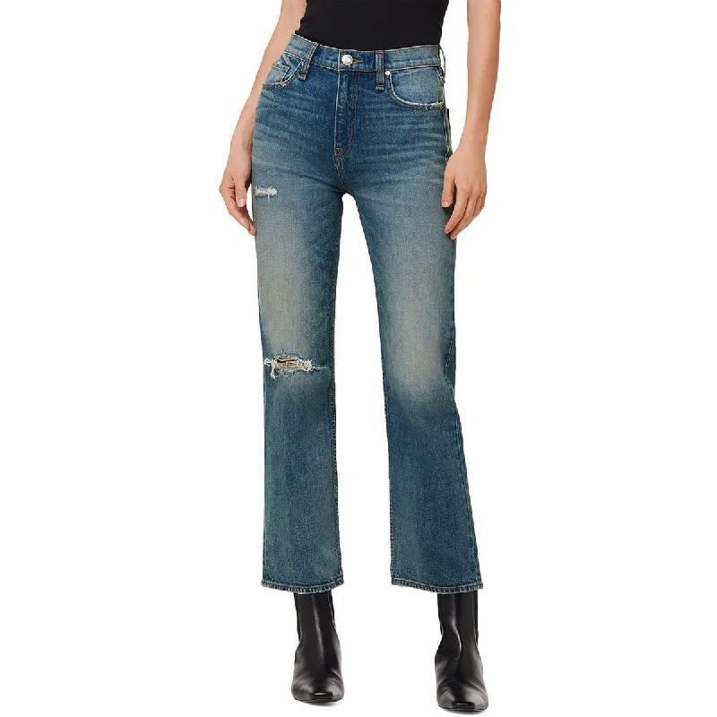 Hudson Womens Denim Whisker Wash Straight Leg Jeans Trendy Plus Size Jeans