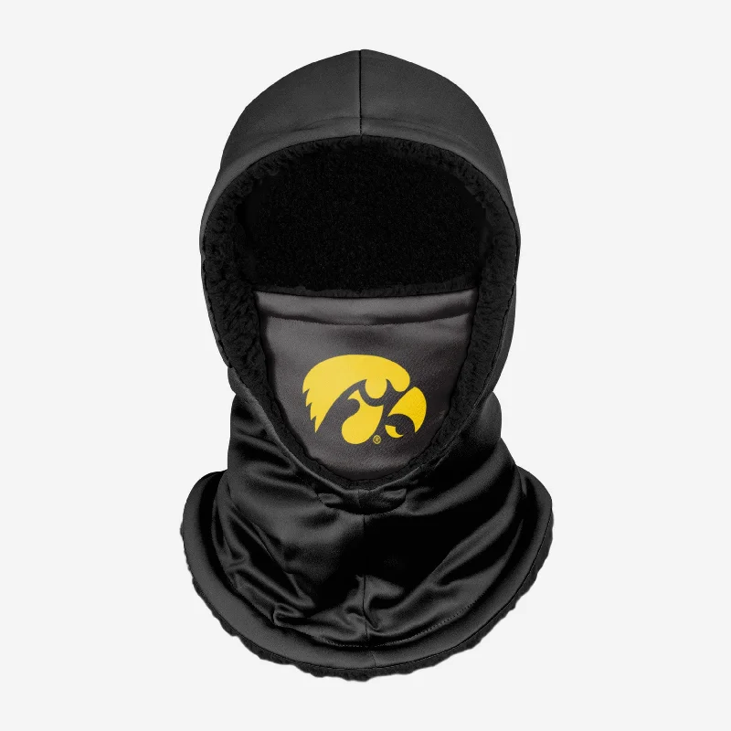 Iowa Hawkeyes Black Hooded Gaiter Hoodie with Back Slit Movement Comfort