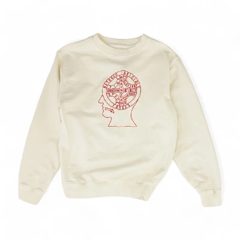 Ivory Embroidery Detail Sweatshirt Pullover Hoodie with Thumb Holes Functional Cozy
