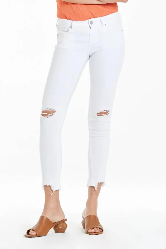 Joyrich Skinny Jeans In Optic White Trendy Button-Up High-Waist Jeans