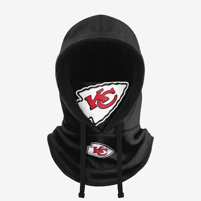 Kansas City Chiefs Black Drawstring Hooded Gaiter Hoodie with Side Slits Relaxed Casual Kansas City Chiefs Black Drawstring Hooded Gaiter Hoodie with Side Slits Relaxed Casual
