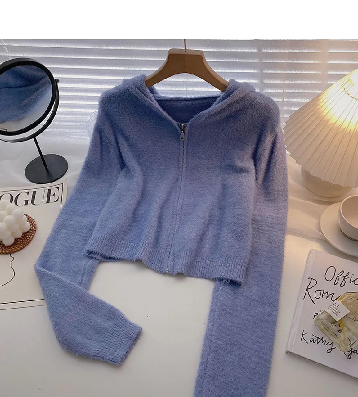 Korean Short foreign style versatile hooded long sleeve top  5859 Hoodie with Logo Branding Identity