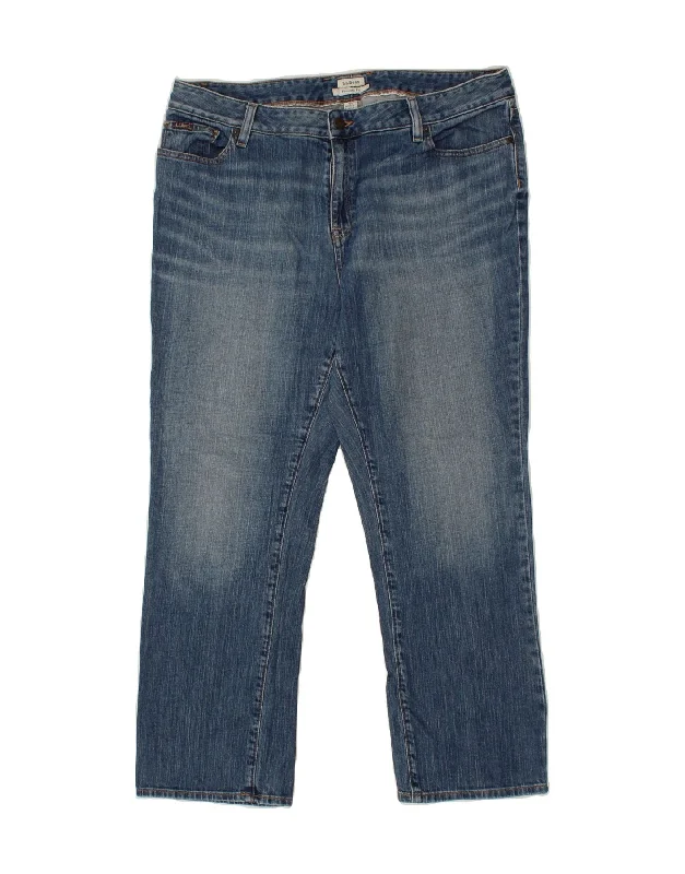 L.L.BEAN Womens Favorite Fit Straight Jeans US 16 2XL W34 L26 Blue Chic Rip-Detail High-Waist Jeans