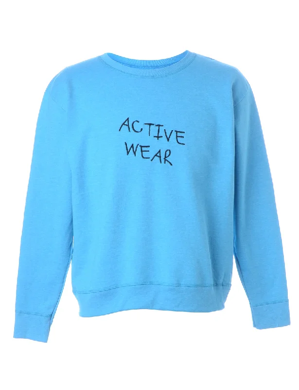 Label Activewear Embroidered Sweatshirt Hoodie with Button Placket Classic Preppy