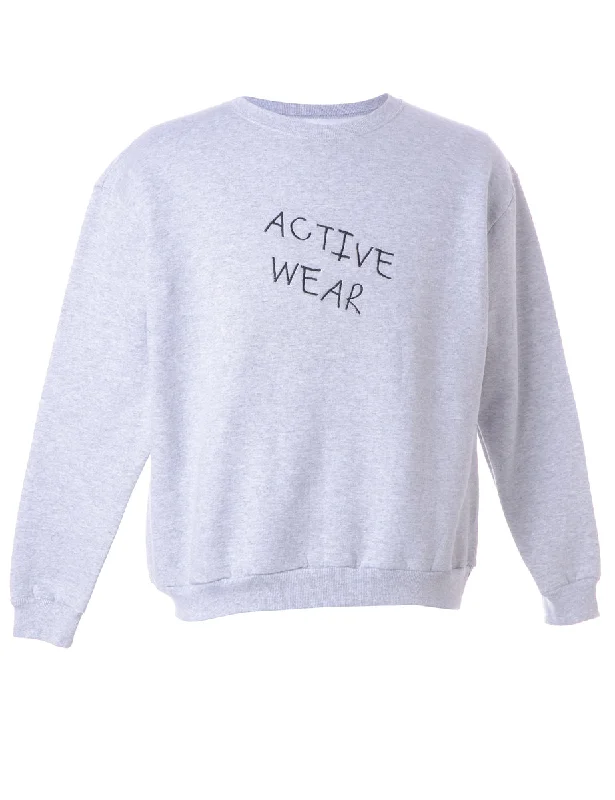 Label Activewear Embroidered Sweatshirt Hoodie with High Neck Warm Protective
