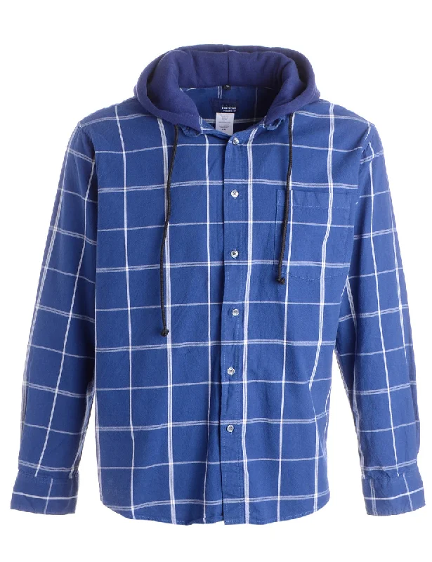 Label Blue Theo Hooded Shirt Hoodie with Lining Warm Insulated
