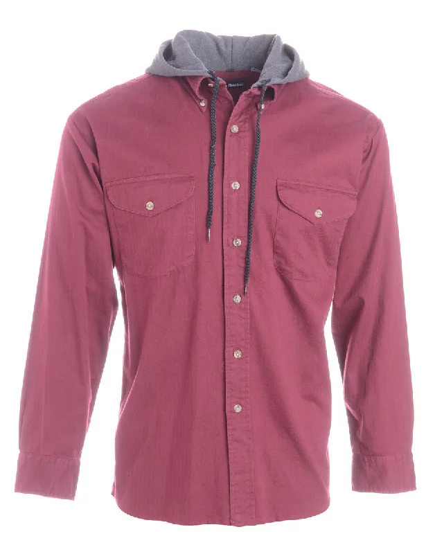 Label Burgundy Theo Hooded Shirt Hoodie with Strings Custom Fit Adjustable