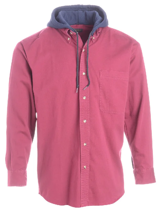 Label Burgundy Theo Hooded Shirt Hoodie with Patch Decorative Personalized
